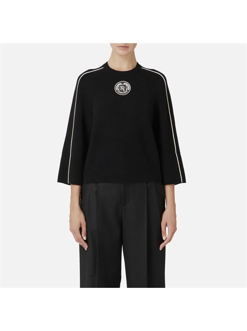 Maglia cropped in viscosa con patch logo ELISABETTA FRANCHI | MK70S46E246E2685